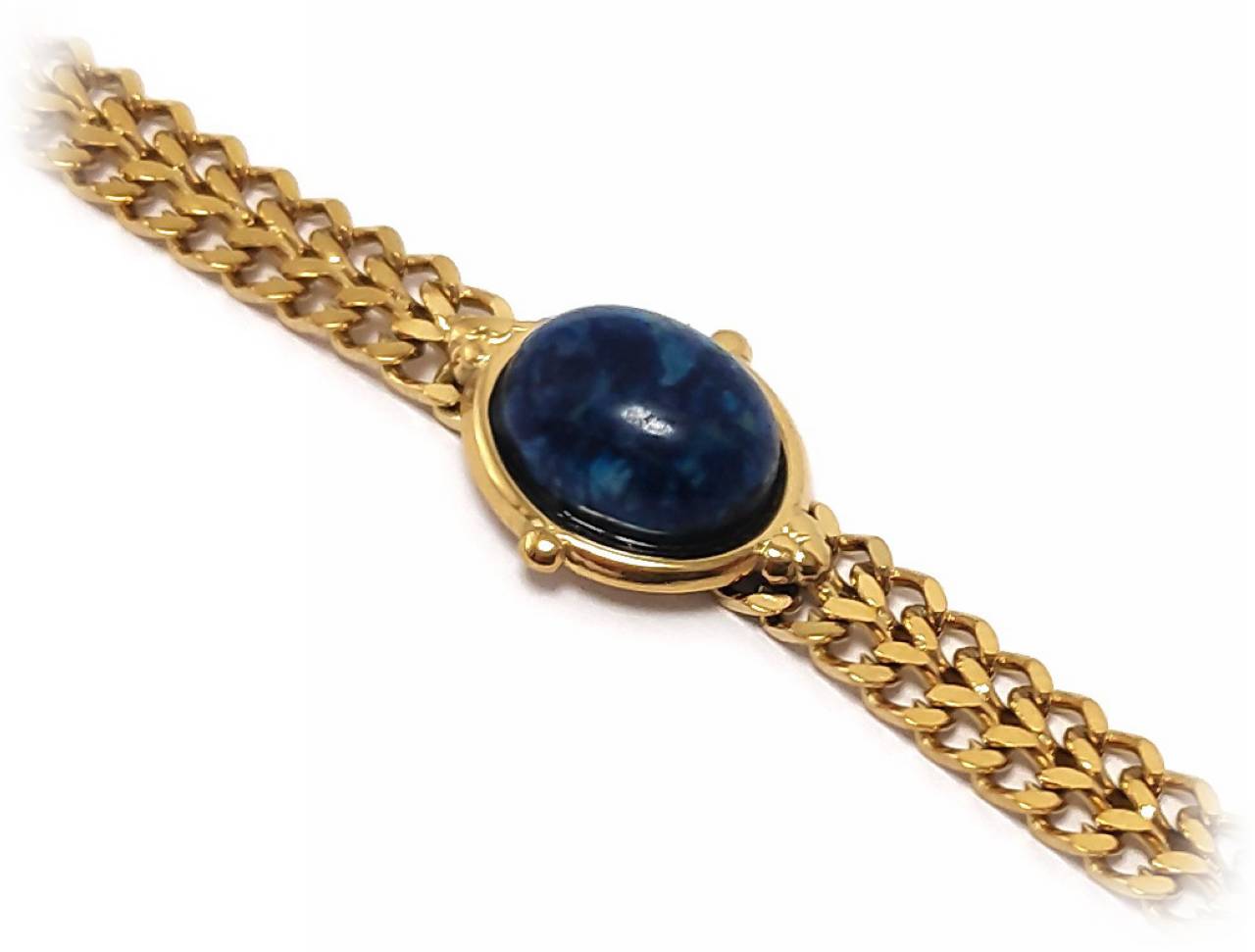 Χρυσό Βραχιόλι με Μπλε Πέτρα Lapis Lazuli από Ατσάλι 316L - Image 3
