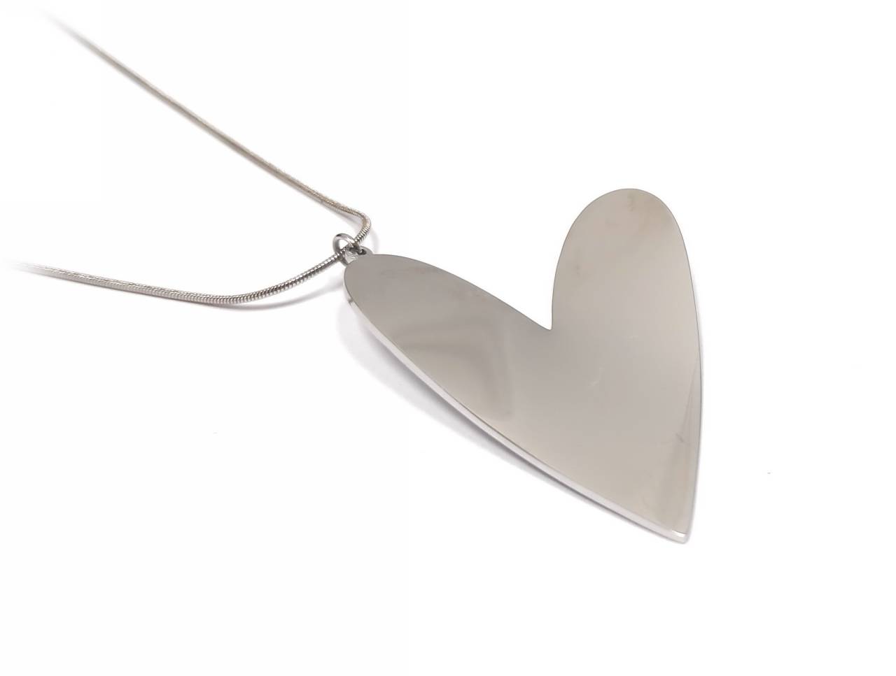 Ασημένιο Κολιέ Καρδιά "Silver Heart Statement" από Ατσάλι 316L - Image 2