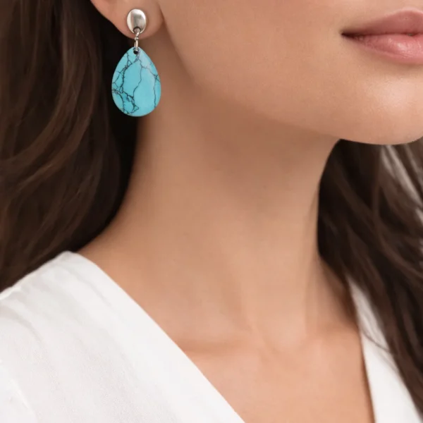 Minimal Κρεμαστά Σκουλαρίκια "Teardrop Turquoise"