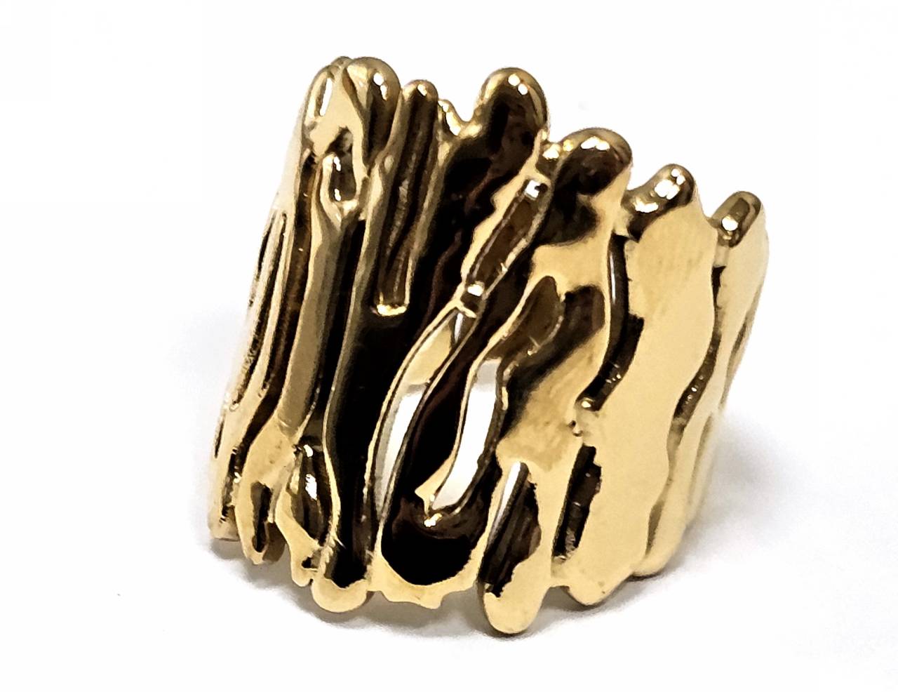Statement Ατσάλινο Δαχτυλίδι "Molten Gold" - Image 2